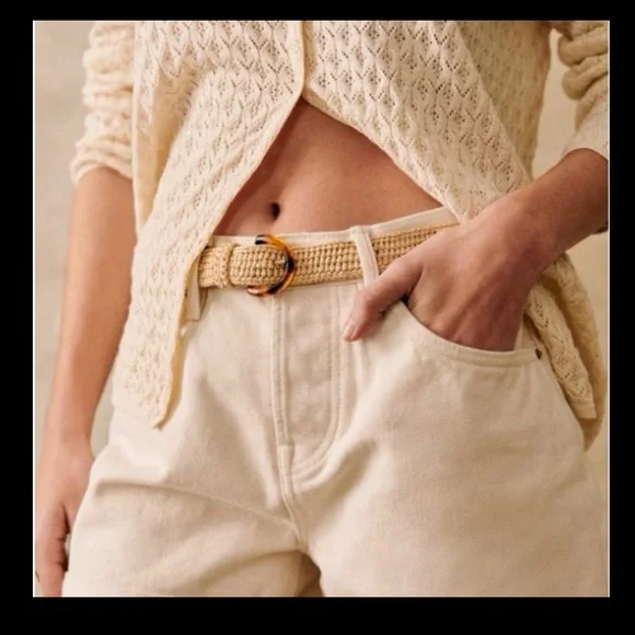 Sezane Tortoise Buckle Raffia Belt. Beige. 80CM. Lenny - Picture 8 of 8